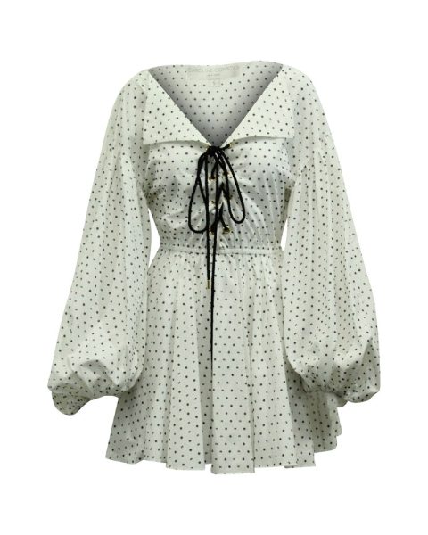 Caroline Constas Olympia Printed Mini Dress in White Cotton 7765000650812