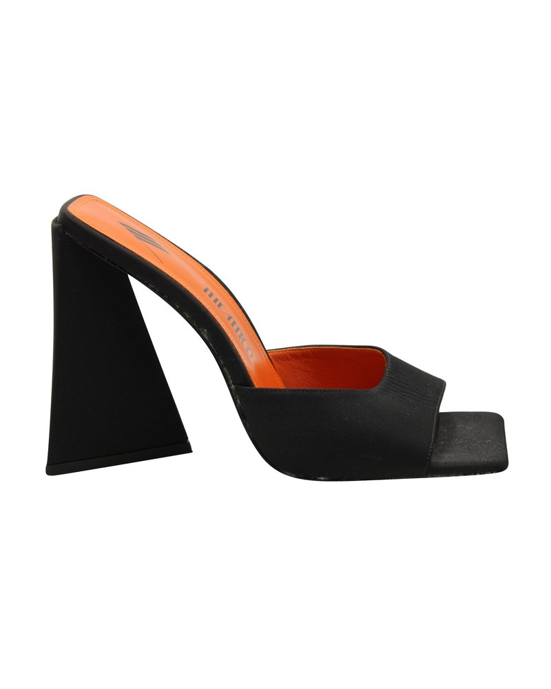 The Attico Devon Mules in Black Satin 7765003075644