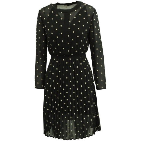Maje Sheer Floral Long-Sleeve Dress in Black Polyester 7765002649660