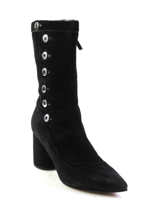 Marc Jacobs Womens Side Zip Block Heel Booties Black Suede