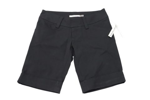 Alice + Olivia Cuffed Bermuda Shorts in Black Cotton 7765003698236
