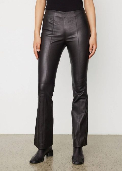 Simone Leather Flare Pant In Black