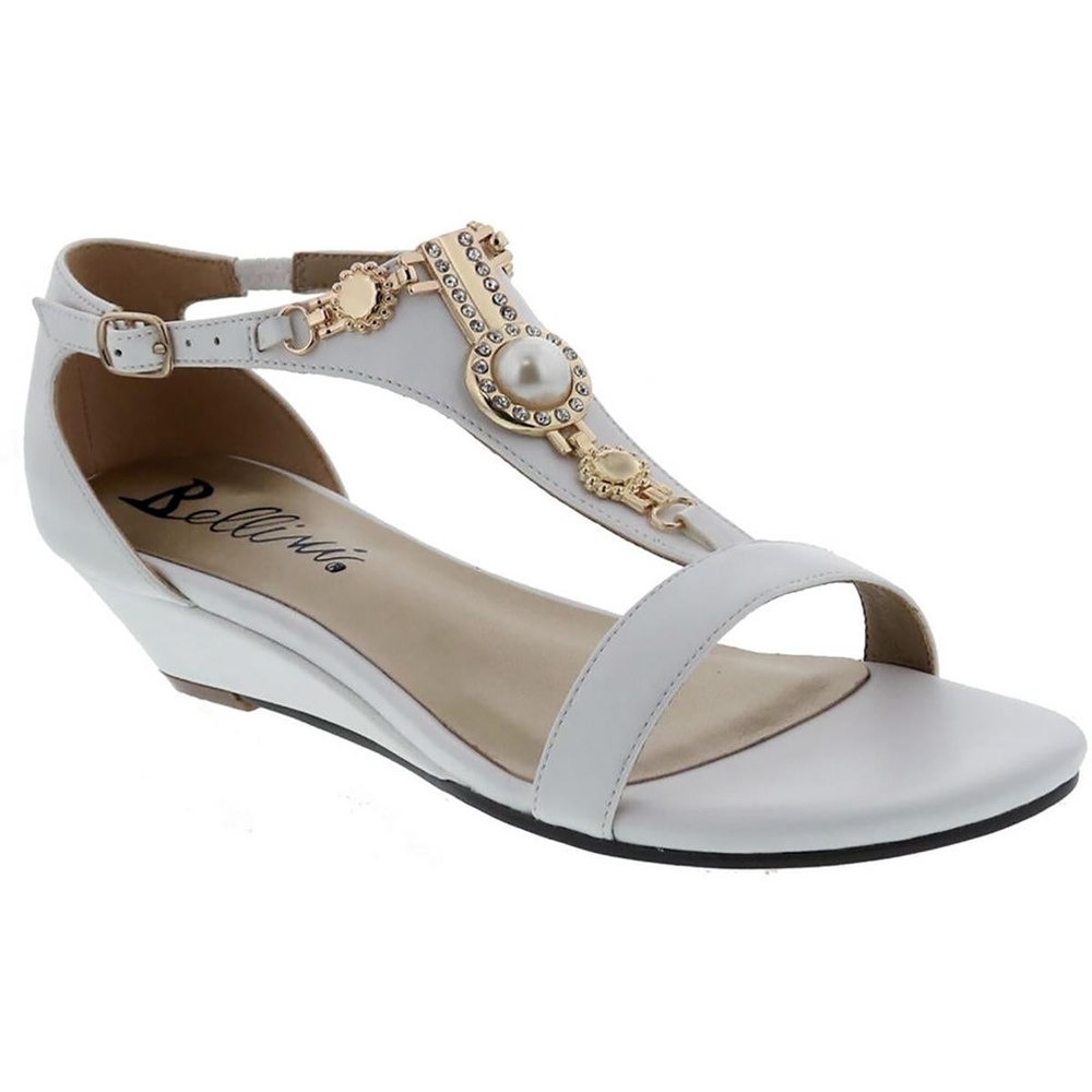 Lynn Faux Leather Embellished Wedge Sandals