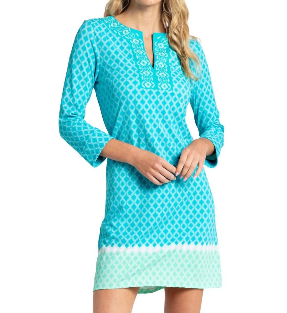St. Pete Embroidered Tunic Dress In Blue 7670791471164