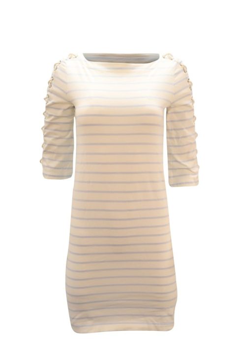 Lauren Ralph Lauren Striped Dress with Lace-Up Sleeves in Multicolor Cotton 7765005467708