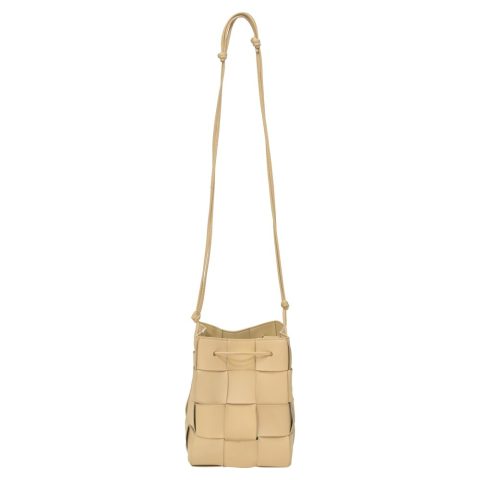 Bottega Veneta Small Cassette Cross Body Bucket Bag in Pastel Yellow Lambskin Leather 7765008416828