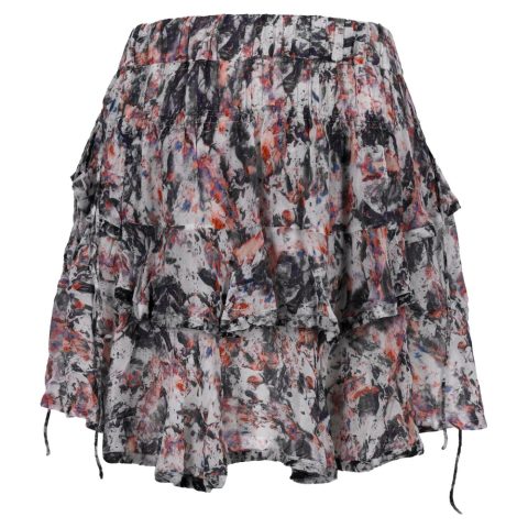 Iro Paris Megan Printed Ruffle Mini Skirt in Multicolor Viscose 7765007564860