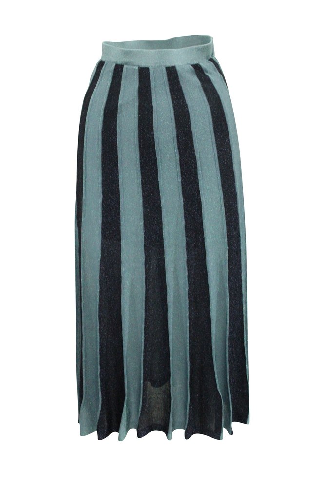 Sandro Paris Striped Paneled Skirt in Blue Polyester 7765012906044