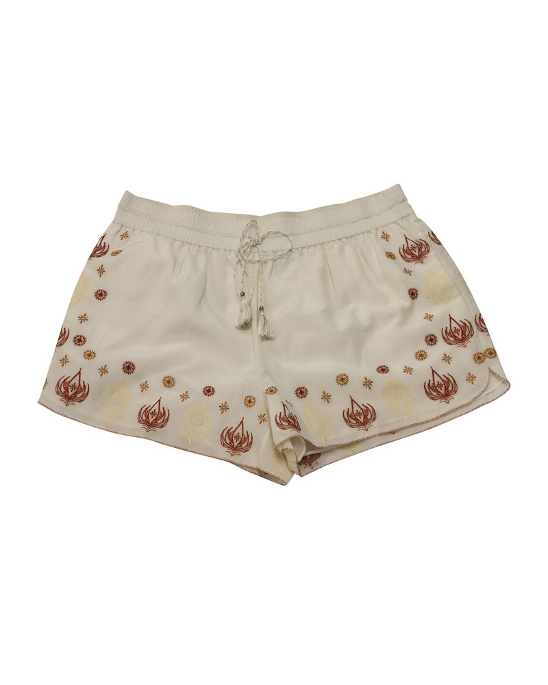 Rachel Zoe Stephanie Embroidered Shorts in Ivory Cotton Silk 7765026635836