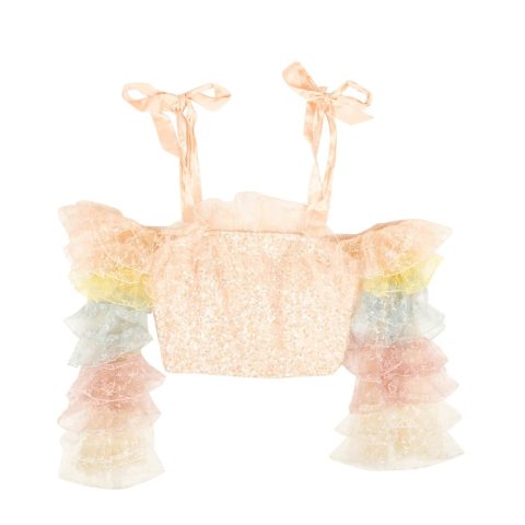 Rodarte Off Shoulder Multi Crop Top – Peach