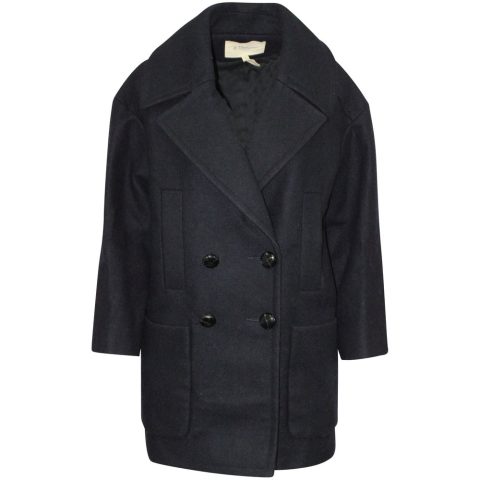 Isabel Marant Etoile Multi-Pocket Double-Breasted Coat in Black Laine Wool 7765024440380