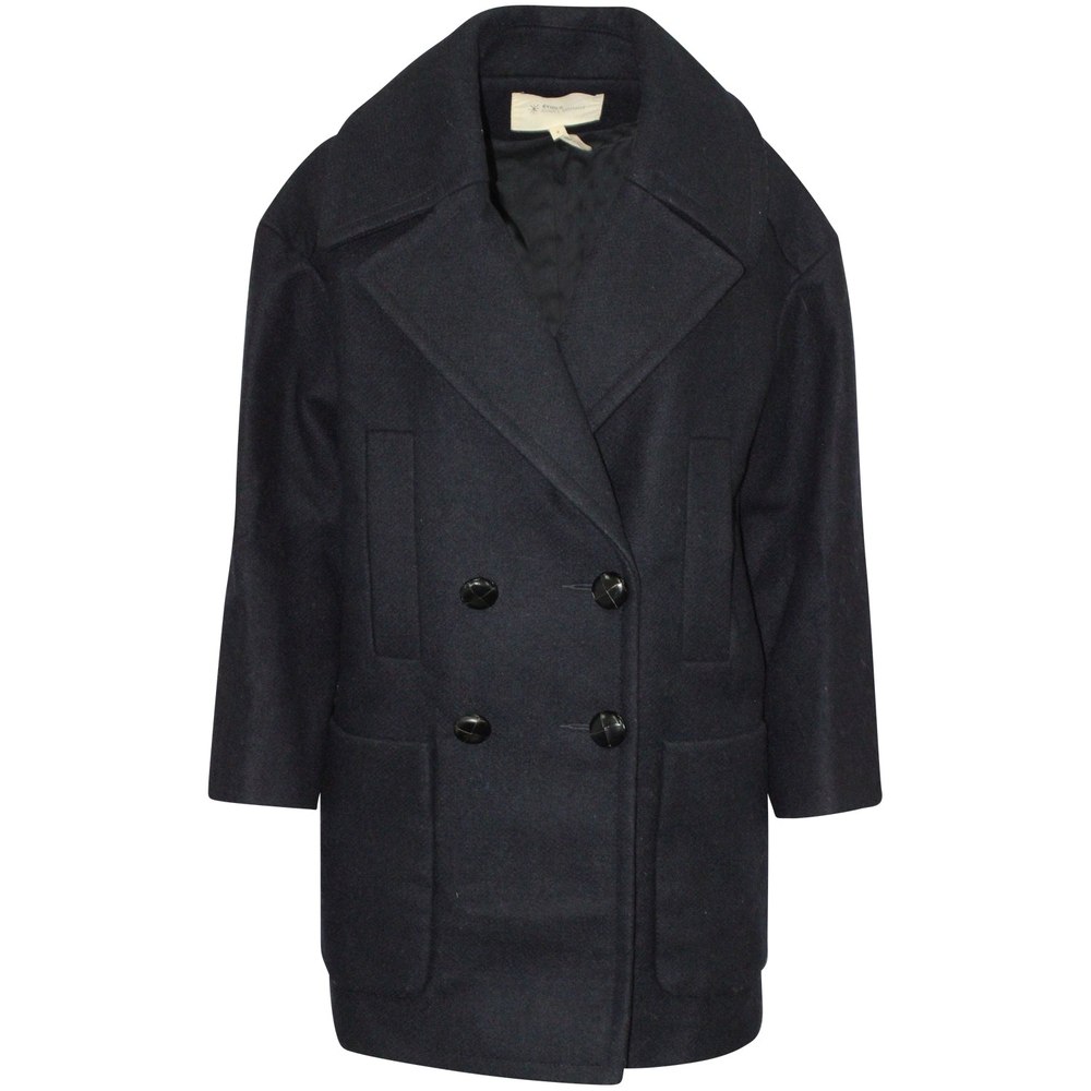 Isabel Marant Etoile Multi-Pocket Double-Breasted Coat in Black Laine Wool 7765024440380