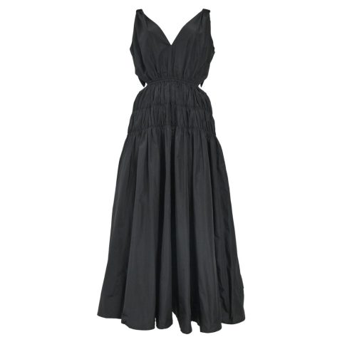 Maje Cut-Out Detail Midi Dress in Black Polyester 7765030371388