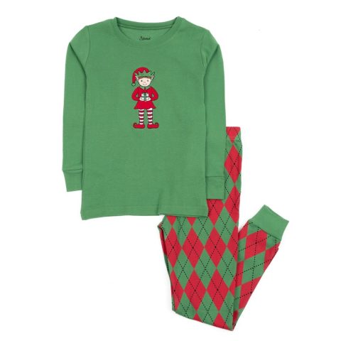 Christmas Kids Two Piece Cotton Pajamas Argyle