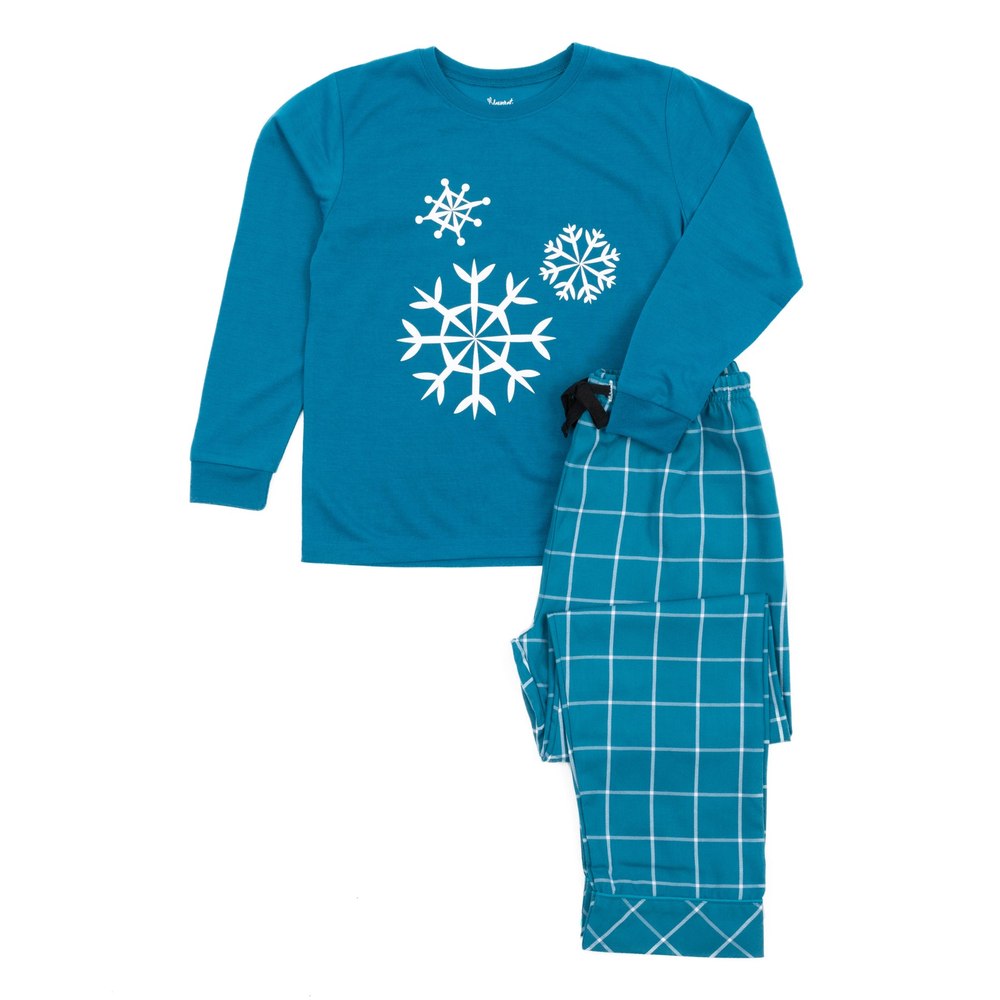 Christmas Kids Pajamas Poly Top and Flannel Pants Snowflake
