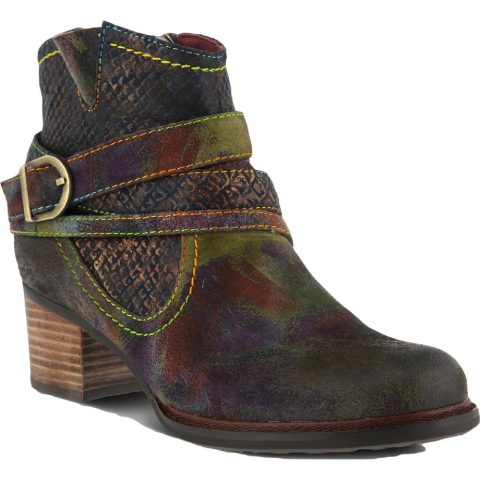SHAZZAM Leather Block Heel Booties