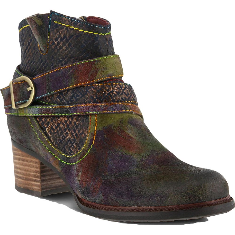 SHAZZAM Leather Block Heel Booties
