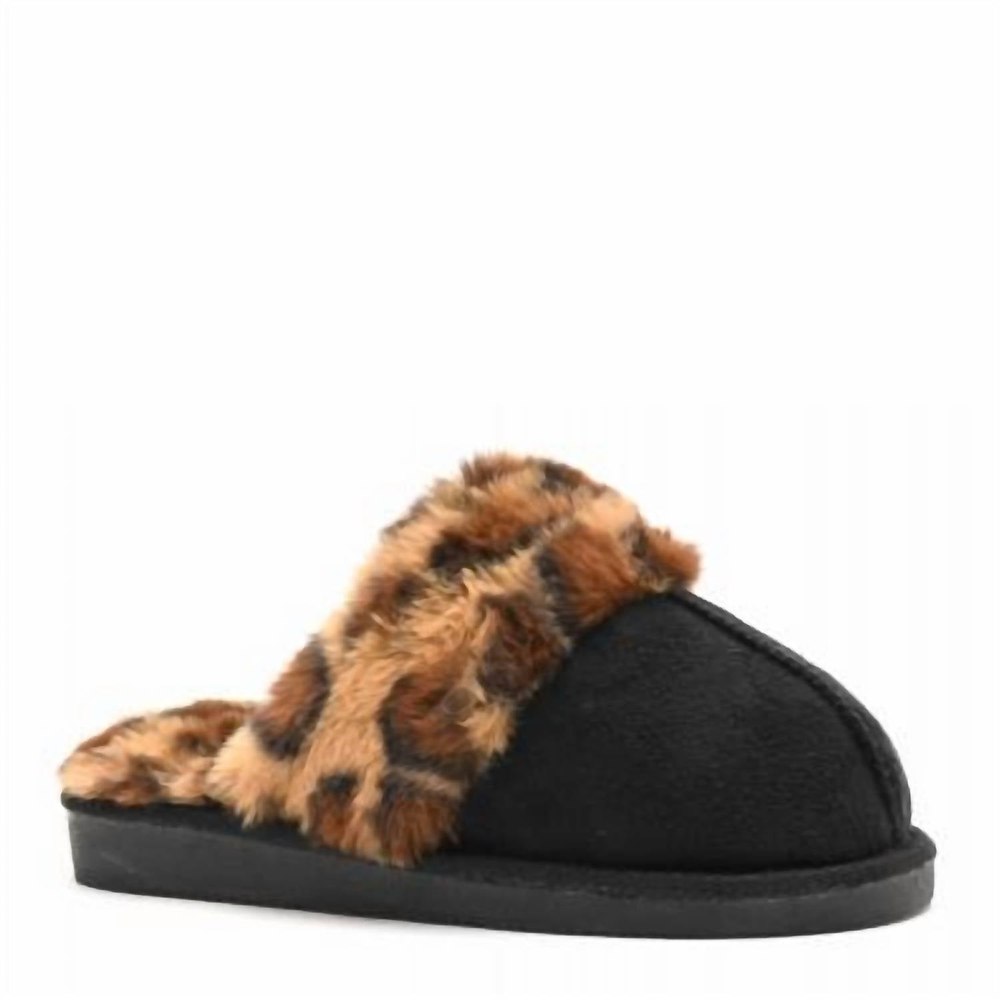 Women’s Snooze Leopard Slippers In Black 7765037744188