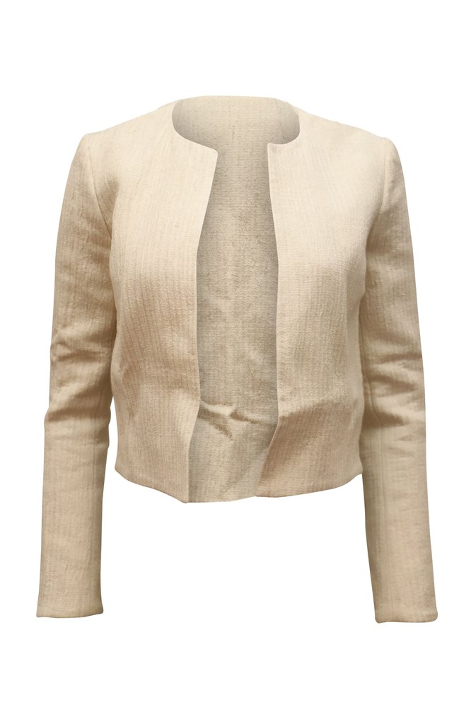Theory Cropped Jacket in Cream Nylon 7765038202940