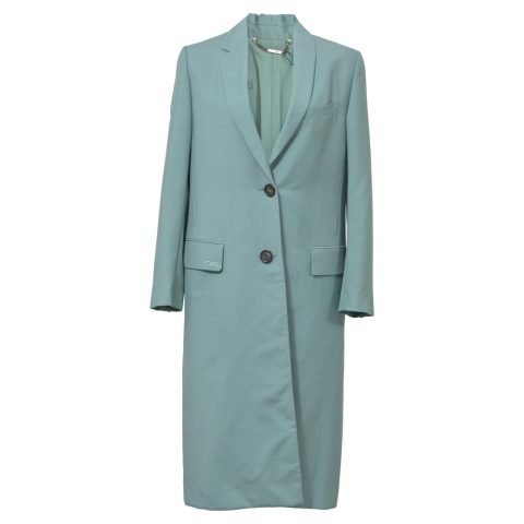 Fendi Single-Breasted Long Coat in Green Mohair Wool 7765032566844