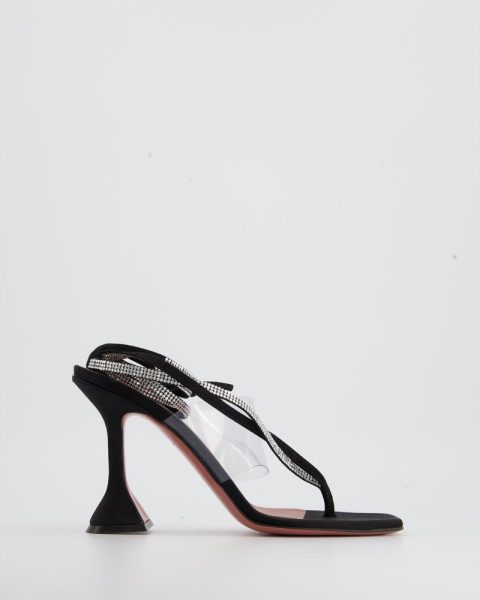 Amina Muaddi Satin And Perspex Heels With Crystal Detail