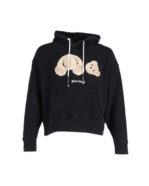 Palm Angels Bear Hoodie in Black Cotton