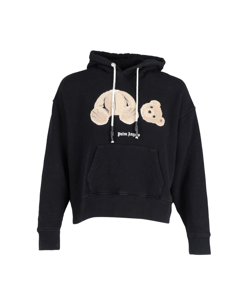 Palm Angels Bear Hoodie in Black Cotton