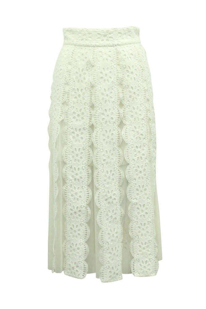 Maje Lace Maxi Skirt in Cream Polyester 7765044920380