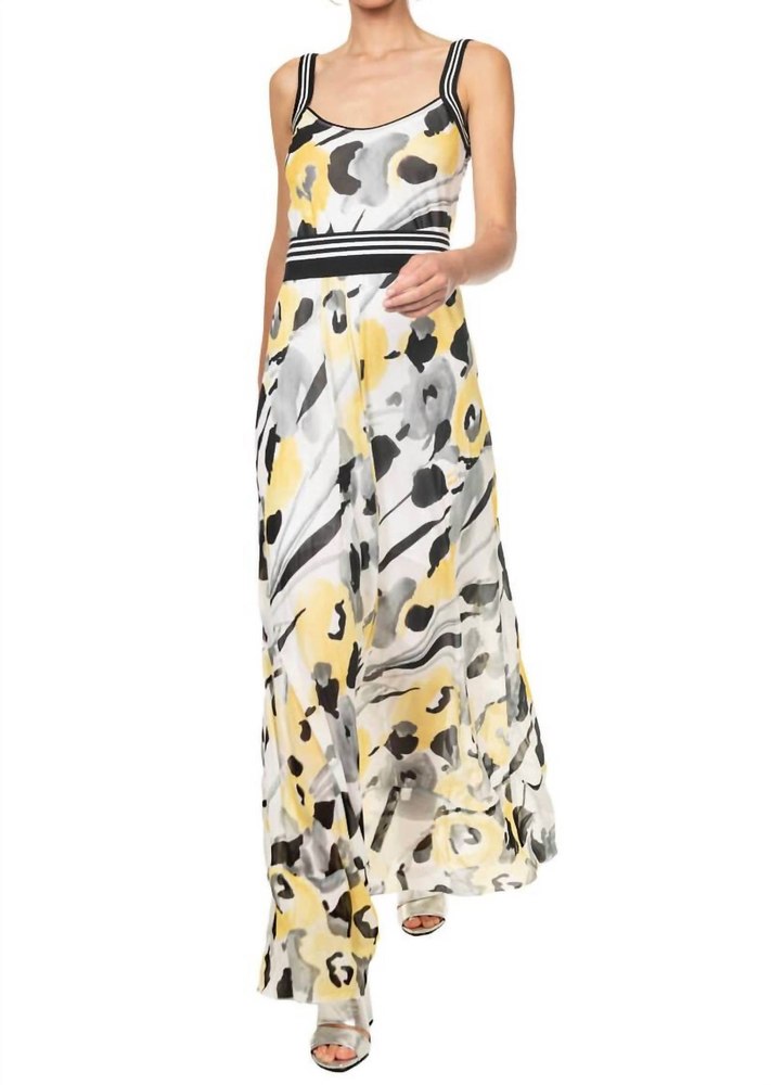 Print Midi Dress In Yellow Floral