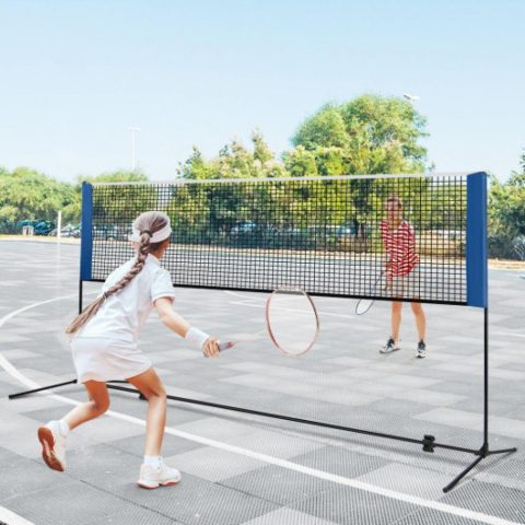 10/14 Feet Adjustable Badminton Net Stand with Portable Carry Bag-14 ft 7672884297788