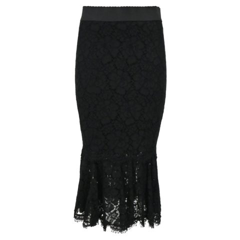 Dolce & Gabbana Lace Midi Skirt in Black Cotton 7765036433468