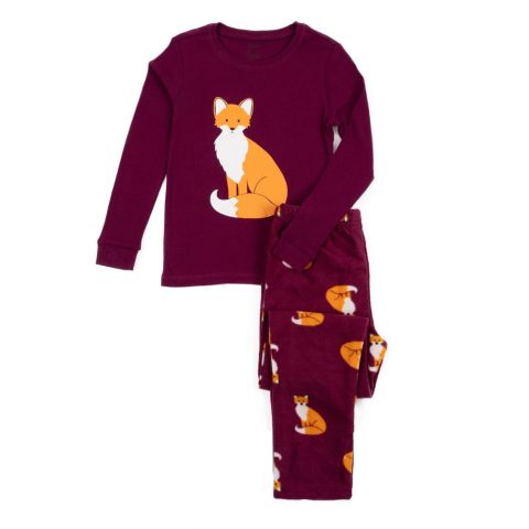 Kids Cotton Top and Fleece Pants Pajamas Fox