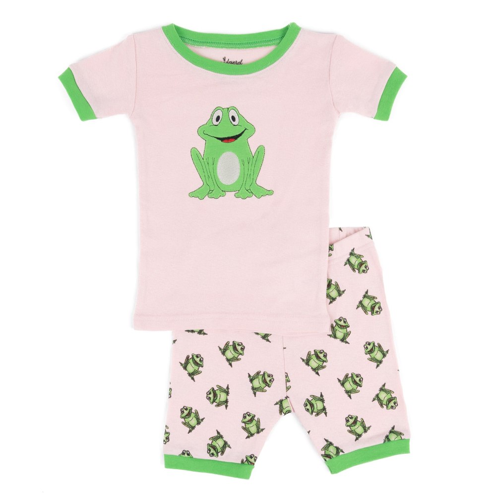 Kids Two Piece Cotton Short Pajamas Pink Frog