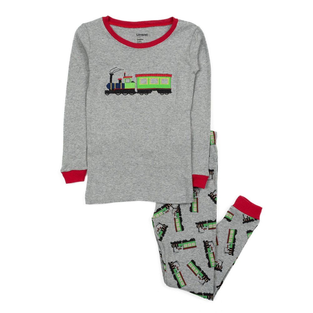 Kids Two Piece Cotton Pajamas Train