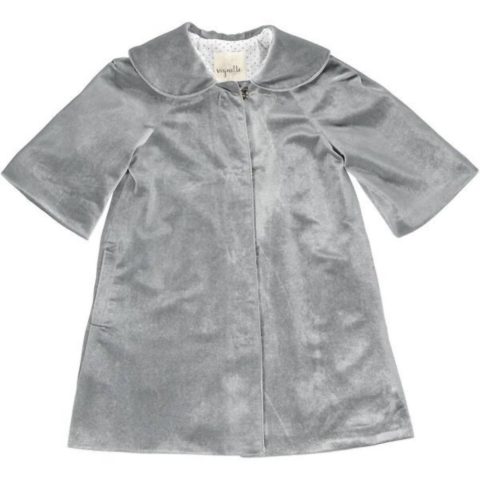 Girl’s Jane Velvet Coat In Silver Grey
