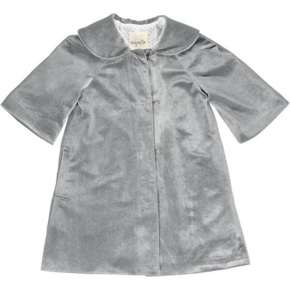 Girl’s Jane Velvet Coat In Silver Grey