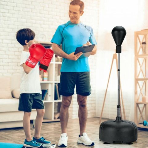 Adjustable Freestanding Punching Bag with Boxing Gloves-Black 7672887148604