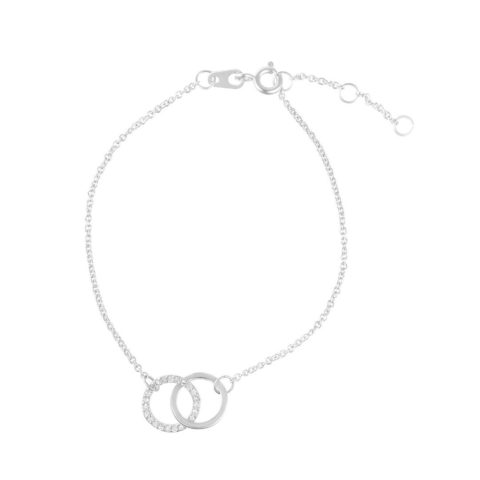Silver Plated Adjustable Pave CZ Rings Bracelet 7827548373052