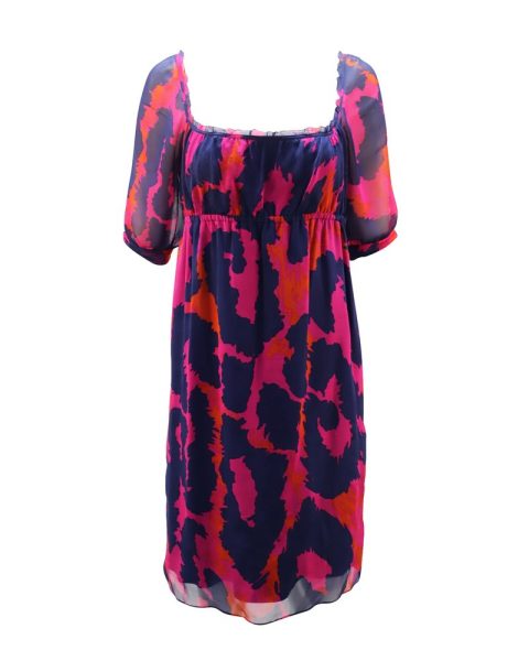 Diane Von Furstenberg Ruched Neck Midi Dress in Multicolor Silk 7765072150588
