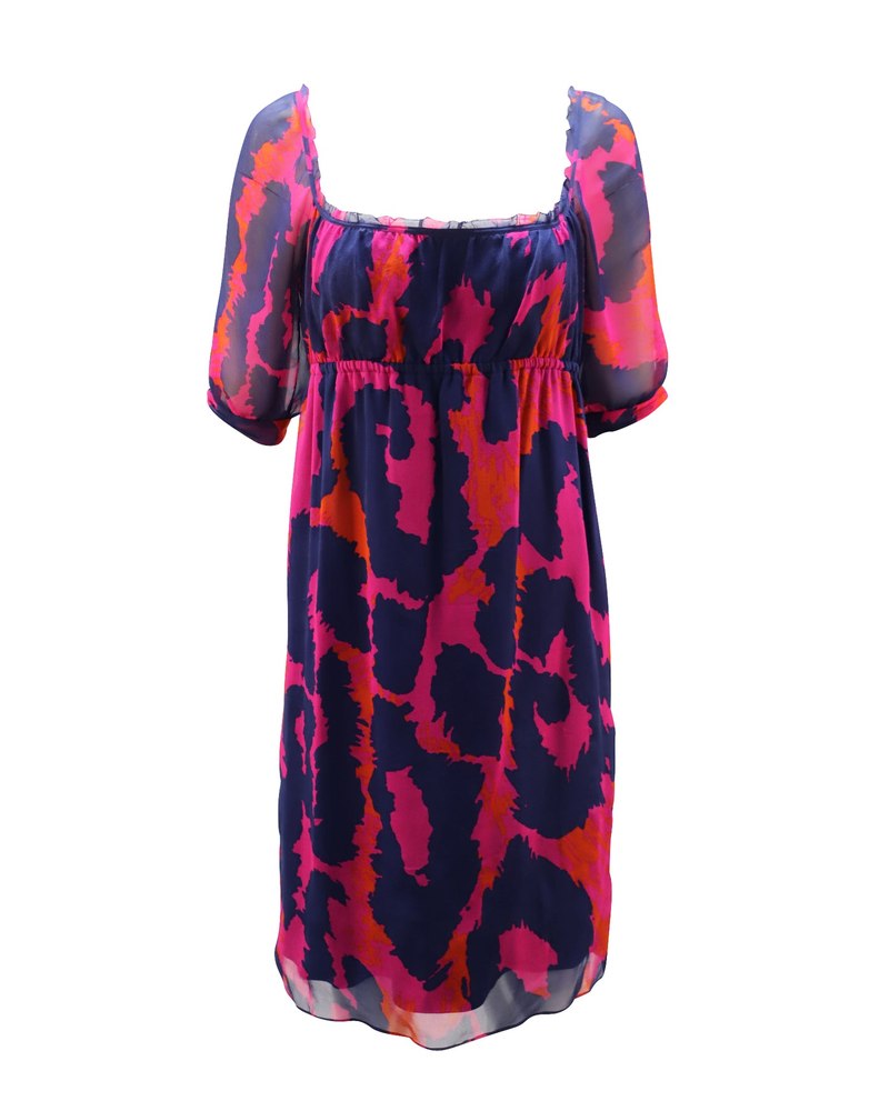 Diane Von Furstenberg Ruched Neck Midi Dress in Multicolor Silk 7765072150588