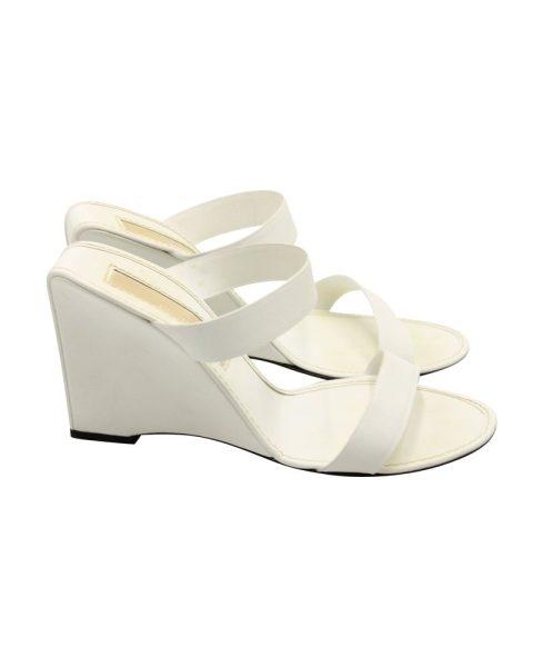 Michael Kors Slip-On Wedge Mules in White Leather 7765073723452
