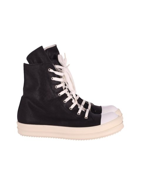 Rick Owens Drkshdw SS14 Ramones High Top Sneakers in Black Cotton Canvas
