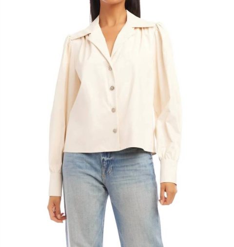 Maia Faux Leather Top In Ivory 7765065826364