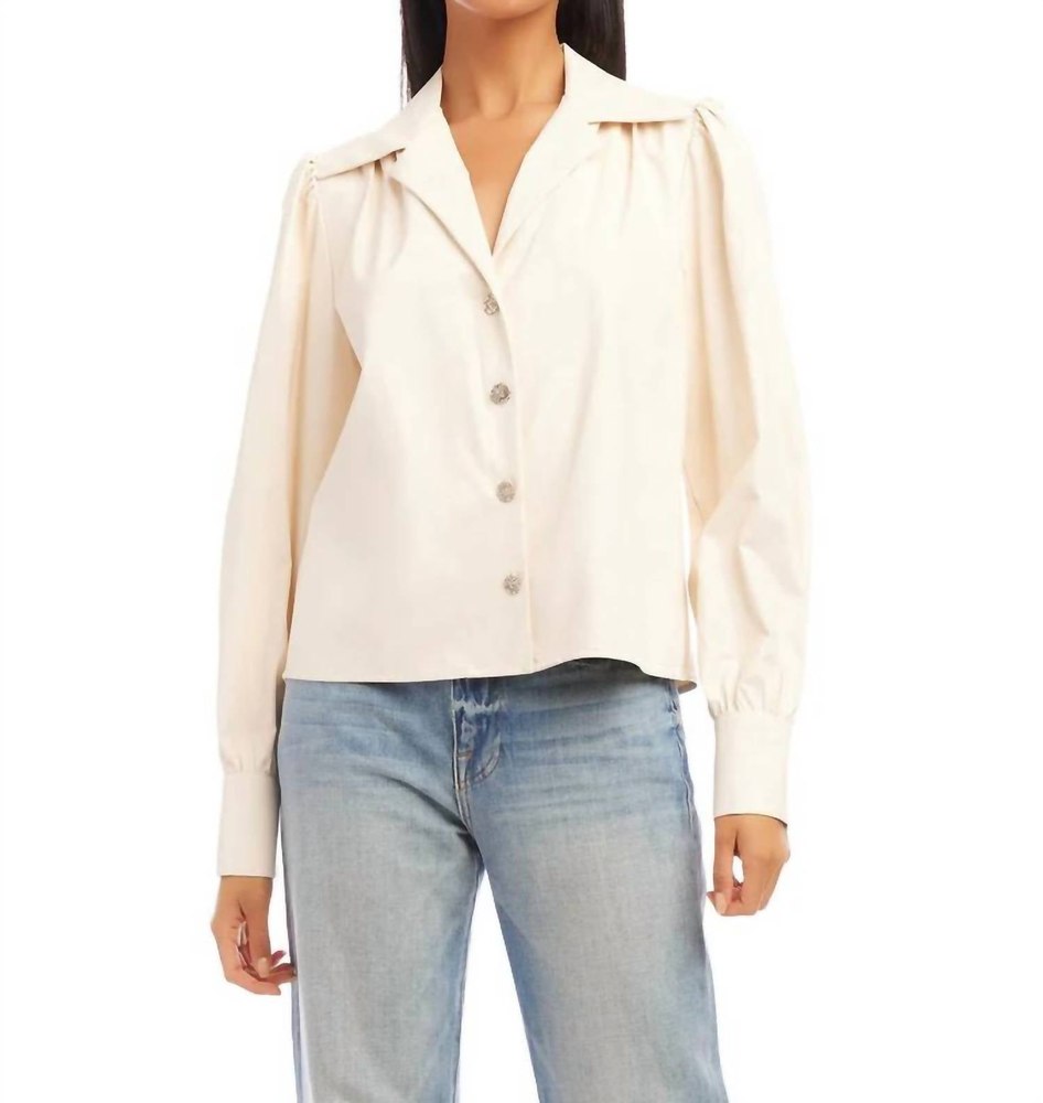 Maia Faux Leather Top In Ivory 7765065826364