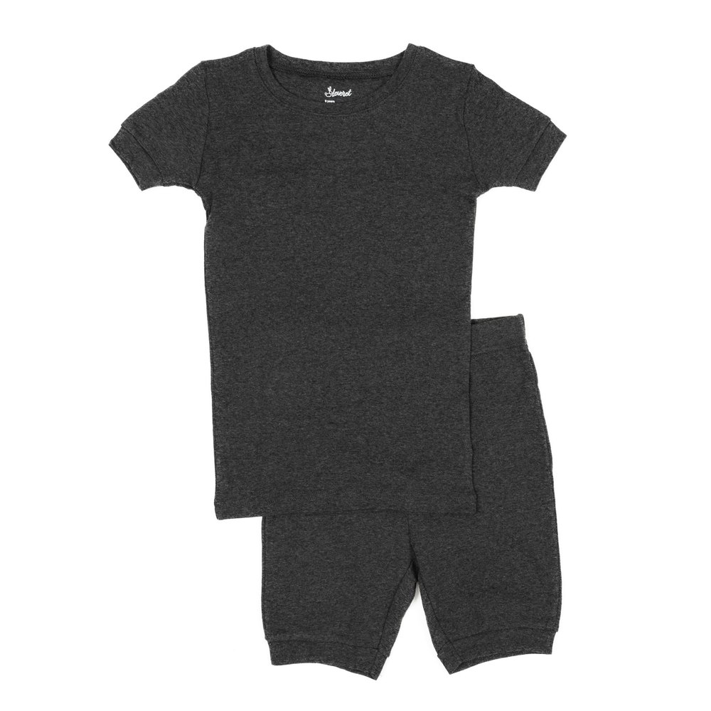 Kids Two Piece Cotton Short Pajamas Neutral Solid Color