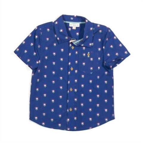 Boys Adrian Cotton Shirt In Blue Floral 7765069824060