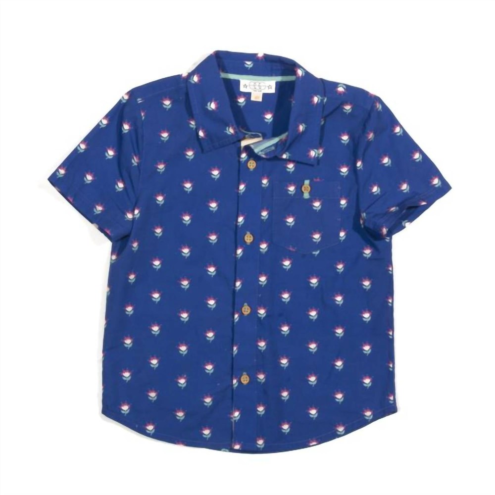 Boys Adrian Cotton Shirt In Blue Floral 7765069824060
