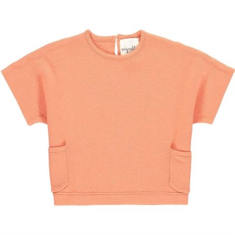 Girl’s Fiona Short Sleeve Sweater In Pumpkin