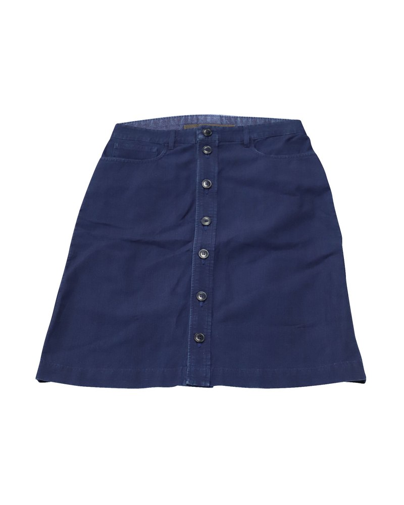A.P.C. Buttoned Midi Skirt in Blue Cotton Denim 7765076312124