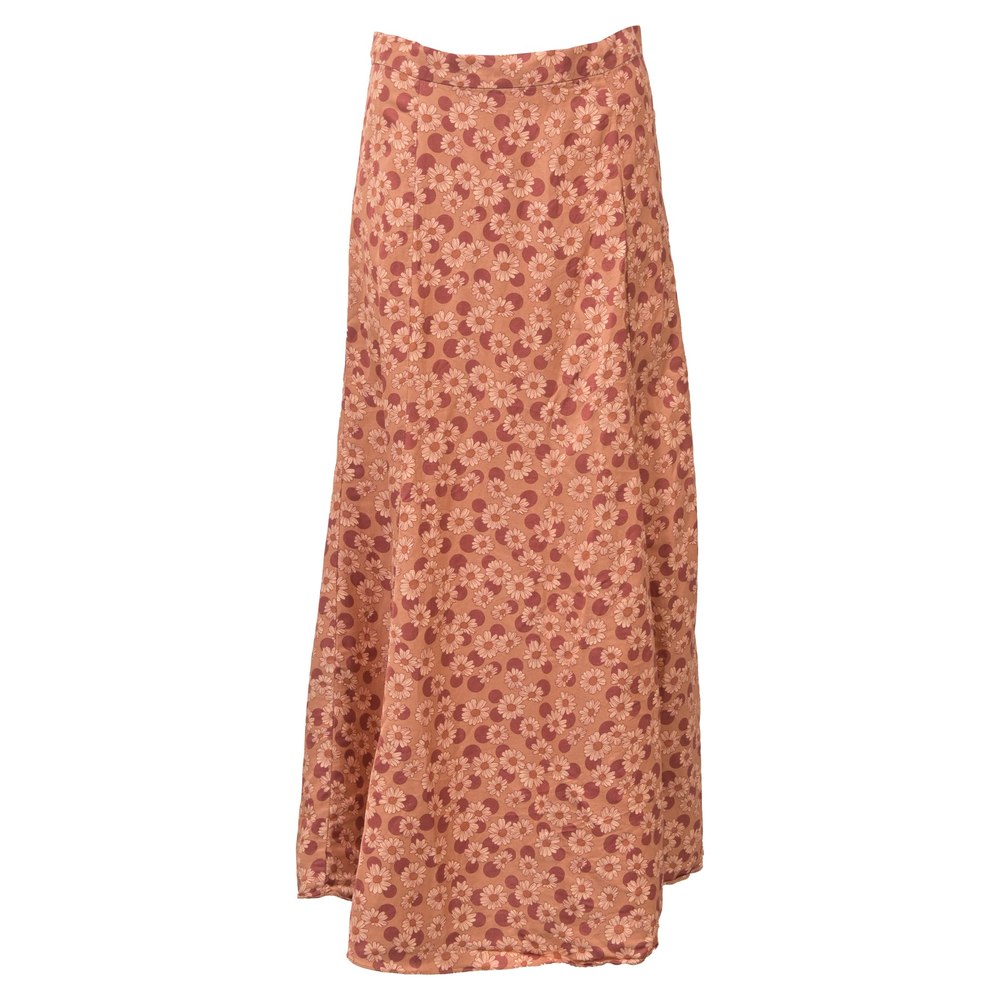 Sandro Paris Midi Pascaline Floral-Print Skirt in Orange Twill 7765075886140
